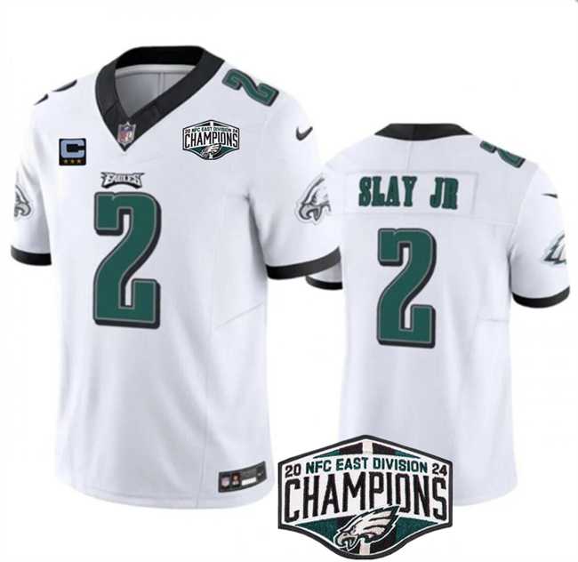 Men%27s Philadelphia Eagles #2 Darius Slay JR White 2024 NFC Est Champions With 3-Star C Patch F.U.S.E. Vapor Untouchable Limited Stitched Jersey